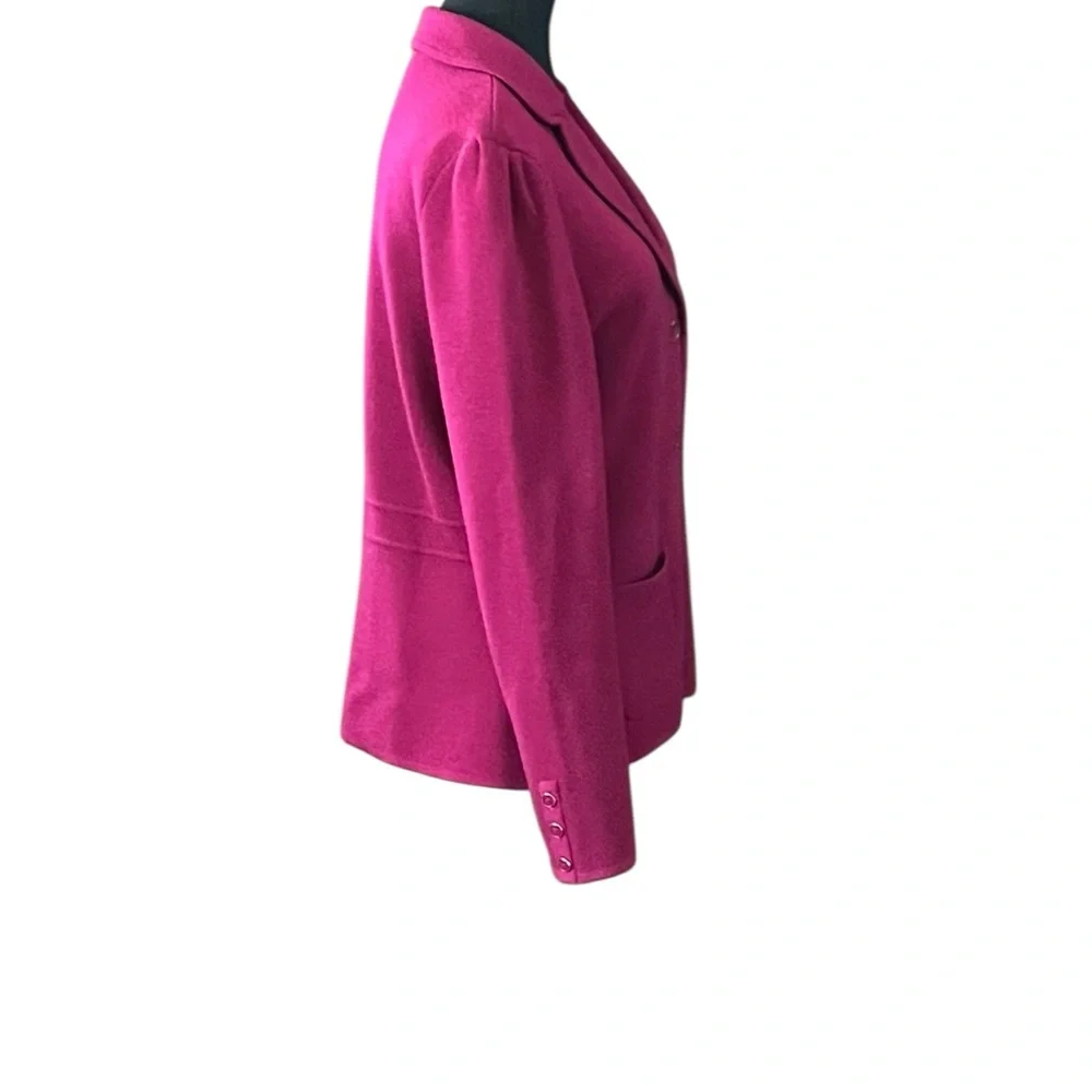 Talbots 100% pure merino wool magenta sweater wool collar jacket good cond M